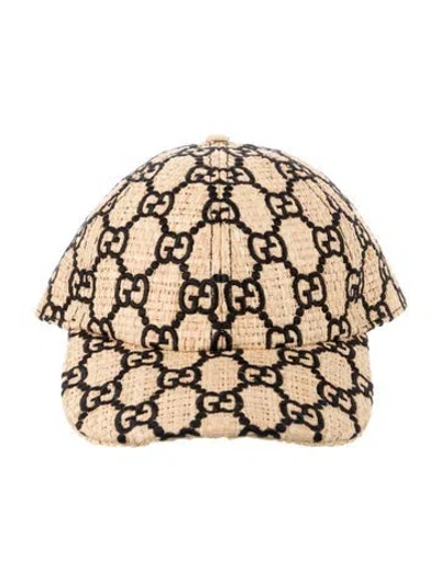 Pre-owned Gucci Raffia Baseball Cap In Multi