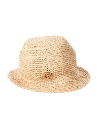 Pre-owned Gucci Raffia Bucket Hat In Neutral