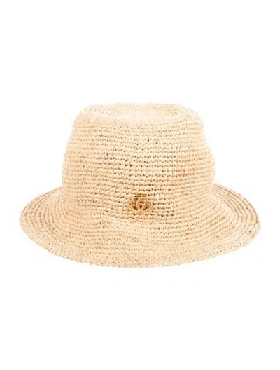 Pre-owned Gucci Raffia Bucket Hat In Neutral