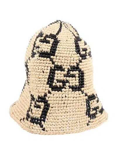 Pre-owned Gucci Raffia Bucket Hat W/tags In Neutral