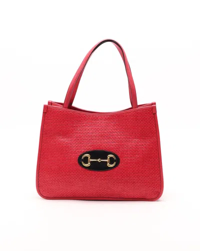 Gucci Raffia Horsebit Tote Bag In Pattern