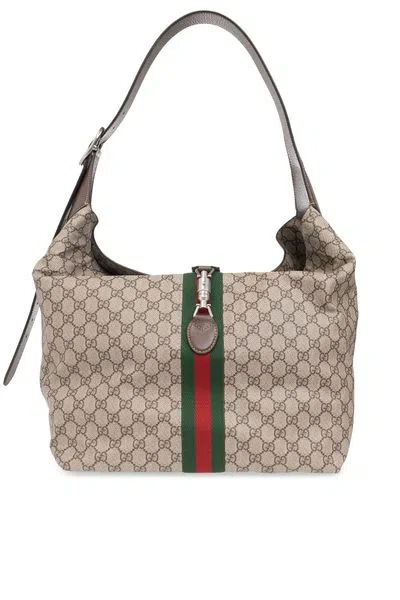Gucci Jackie 1961 Gg Supreme Fabric Shoulder Bag In Beige