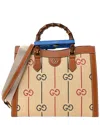 Gucci Raffia Monogram Gg Jacquard Medium Diana Tote (authentic Pre-loved) In Brown