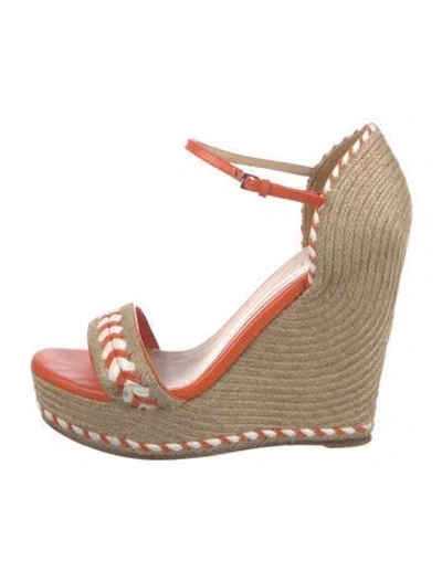 Pre-owned Gucci Raffia Patterned Espadrilles