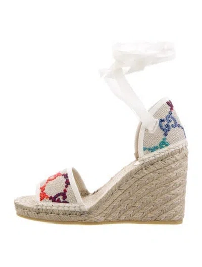 Pre-owned Gucci Raffia Patterned Espadrilles In Neutral
