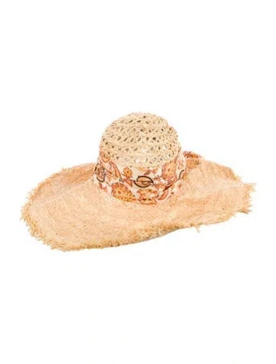 Pre-owned Gucci Raffia Sun Hat In Neutral