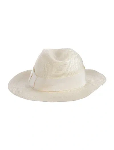 Pre-owned Gucci Raffia Sun  Hat In Neutral