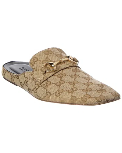Gucci Ragazzo Canvas & Leather Mule In Brown