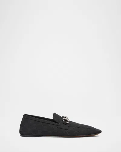 Gucci Ragazzo Gg Canvas Loafers With Horsebit In Black