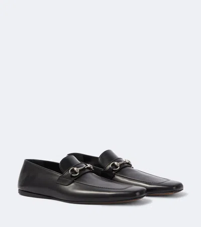 Gucci Leather Loafers With Metal Horsebit In Black