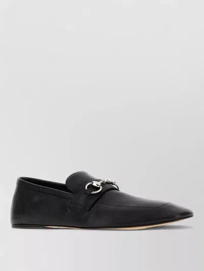 Gucci Ragazzo Leather Loafers Round Toe Hardware In Black