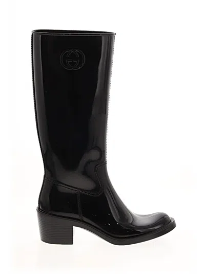 Pre-owned Gucci Rain Boots In Black