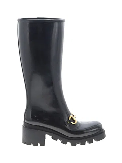 Pre-owned Gucci Rain Boots In Gray