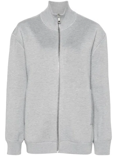 Gucci Raised-logo Zip-up Cardigan In Grau