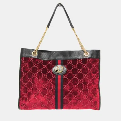 Pre-owned Gucci Raja Suede Leather Shoulder Bag Tote Bag Black Wine