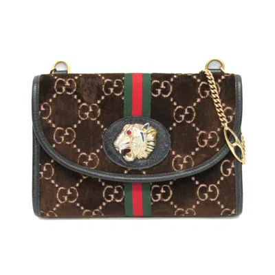 Pre-owned Gucci Rajah Brown Suede Shoulder Bag ()
