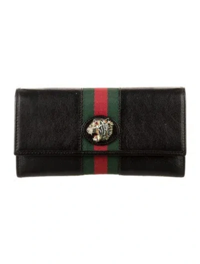 Pre-owned Gucci Rajah Web Accent Continental Wallet In Black