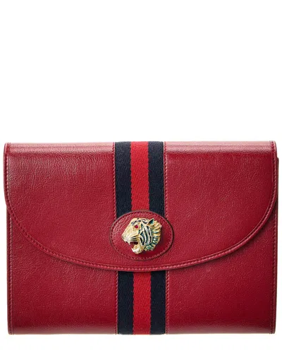 Gucci Rajah Web Leather Crossbody In Red