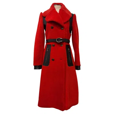 Pre-owned Gucci Rare And Limited  "love" Red Lamb Fur Coat Size S / It 40