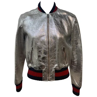 Pre-owned Gucci Rare And Limited  Silver Lamb Zip Jacket It 40