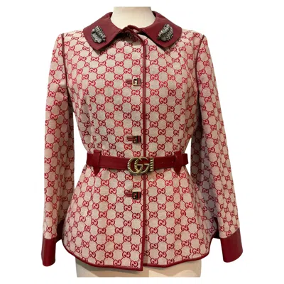 Pre-owned Gucci Rare And Limited  Supreme Red Leather Crystals Jacket It 40
