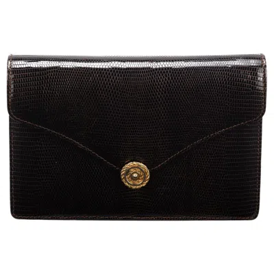 Pre-owned Gucci Rare Brown Lizard Clutch & Wallet