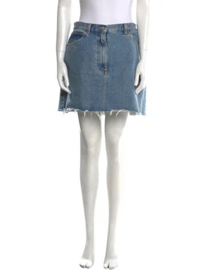 Pre-owned Gucci Raw-edge Trim Mini Skirt In Blue