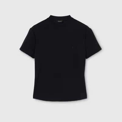 Gucci Rayon Jersey T-shirt With Embroidery In Black