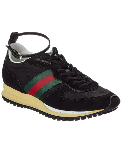 Gucci Re-motion Gg Nylon & Suede Sneaker In Black