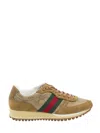 Gucci Men Re-motion Gg Nylon And Suede Sneakers In Brown