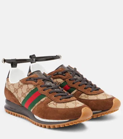 GUCCI RE-MOTION SUEDE-TRIMMED SNEAKERS