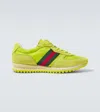 Gucci Re-motion Web Stripe Suede-trimmed Sneakers In Green