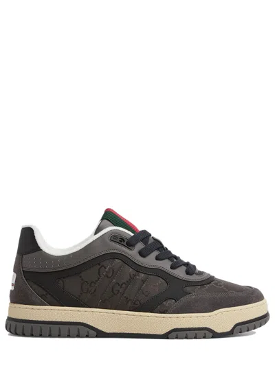 GUCCI GUCCI   RE-WEB BLACK AND GRAY SNEAKER