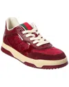 Gucci Leather And Fabric Sneakers In Burgundy