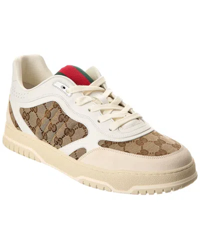 GUCCI GUCCI RE-WEB GG CANVAS & LEATHER SNEAKER