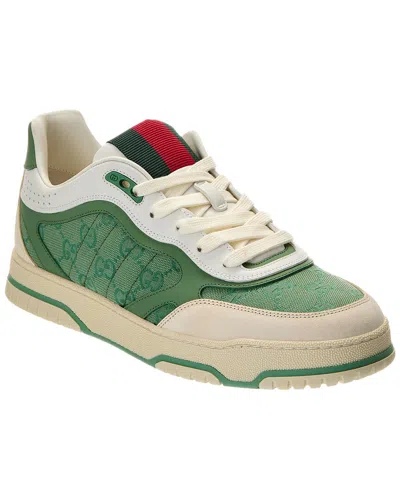 GUCCI GUCCI RE-WEB GG CANVAS & LEATHER SNEAKER