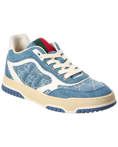 GUCCI GUCCI RE-WEB GG DENIM & LEATHER SNEAKER