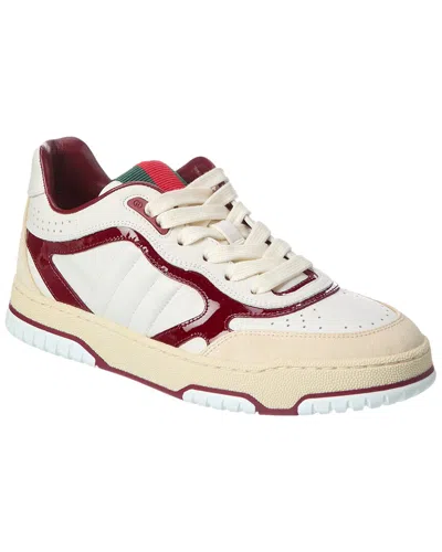 Gucci Re-web Leather Trainer In White
