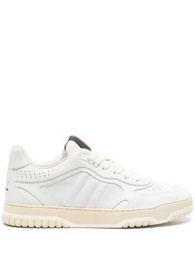 Gucci Re-web Leather Sneakers In White