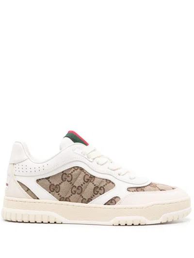 Gucci Re-web Leather Trainers In White