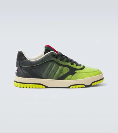 Gucci Re-web Leather-trimmed Sneakers In Green