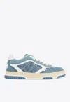 Gucci Denim Fabric Sneakers With Monogram Pattern In Blue