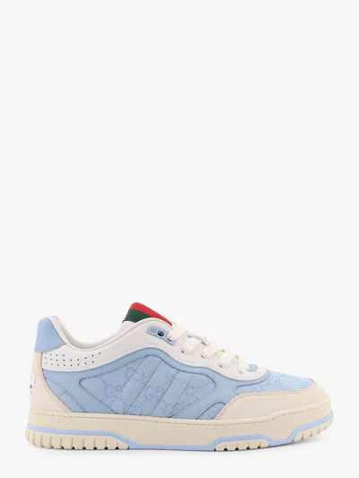 Gucci Re-web Low-top Leather And Gg Fabric Sneakers In Blue