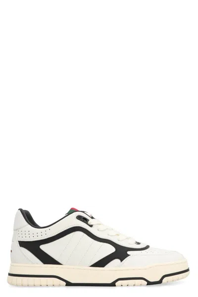 Gucci Reweb Black And White Low Top Sneakers With Web Detail On The Tongue And Logo Patch On The Rear In L In Multi