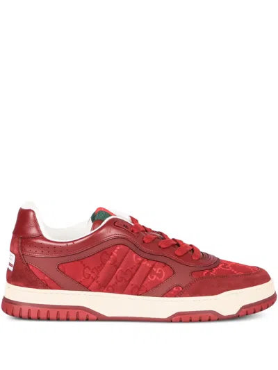 Gucci Re-web Panelled Sneakers In Red
