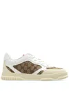 Gucci Re-web Leather And Original Gg Fabric Sneakers In Weiss