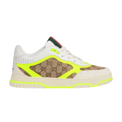 Pre-owned Gucci Re-web Sneaker 'gg Canvas - Beige Fluorescent Yellow' In Brown