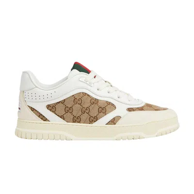 Pre-owned Gucci Re-web Sneaker 'gg Canvas - White Beige' In Brown
