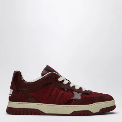Gucci Burgundy Leather And Gg Supreme Fabric Re-web Sneakers