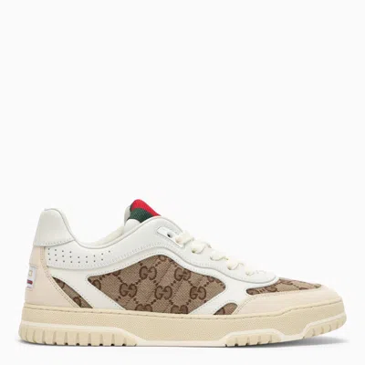 GUCCI RE-WEB SNEAKER IN IVORY\/BEIGE\/EBONY GG FABRIC